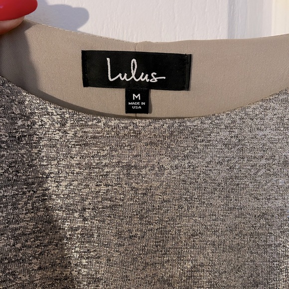 Lulus | Luxe of my life Gold Stretchy dress 3/4 sleeves - Picture 7 of 9